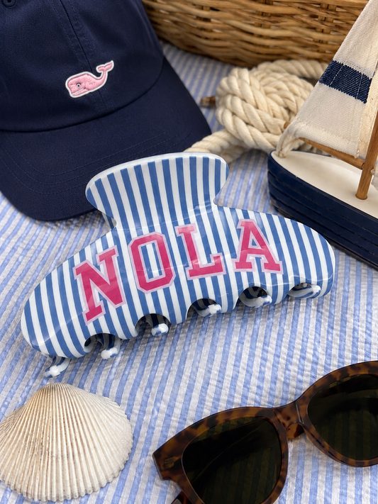 Nola Seersucker Claw Clip