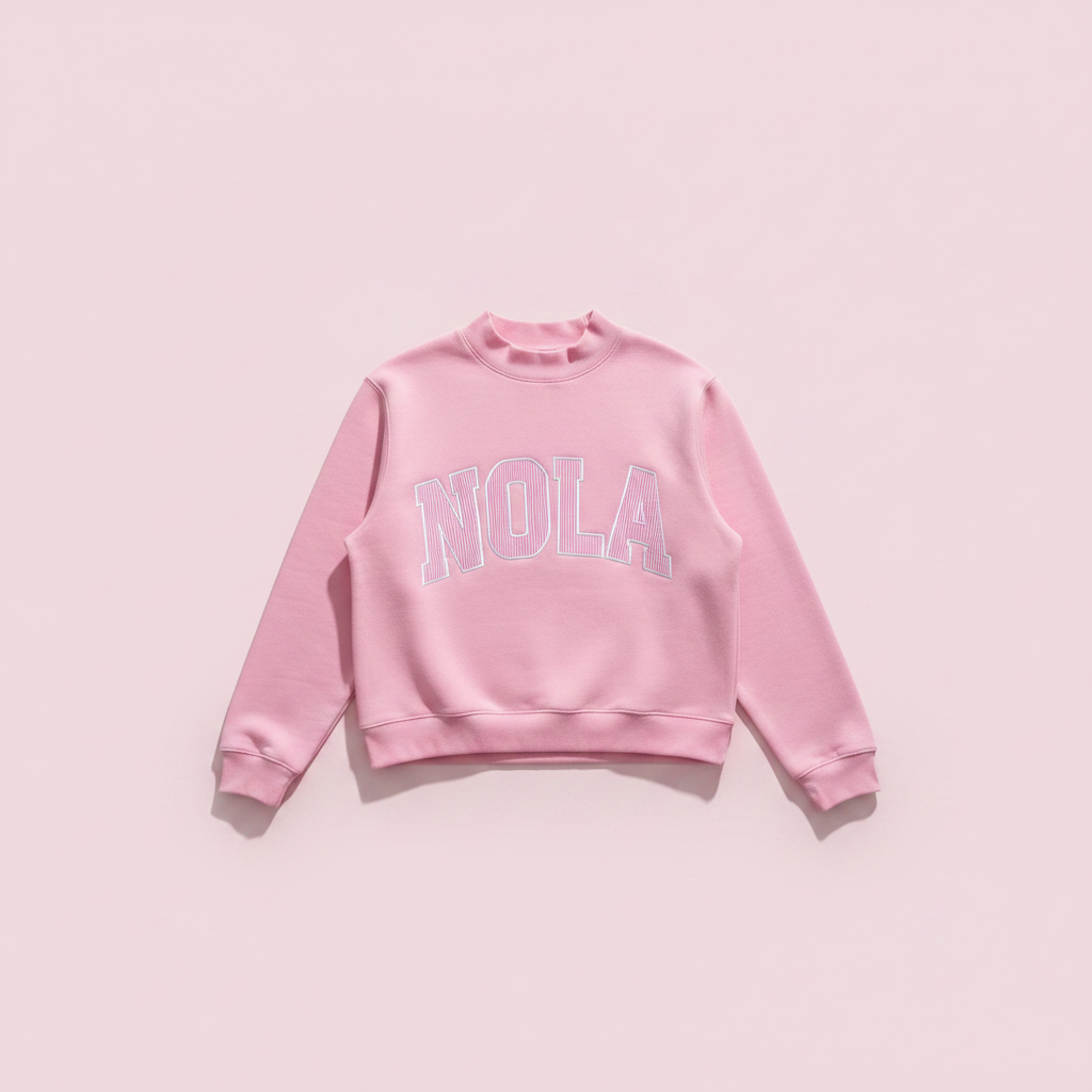 Pink Nola Seersucker Mock Neck