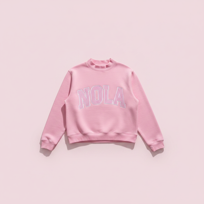 Pink Nola Seersucker Mock Neck
