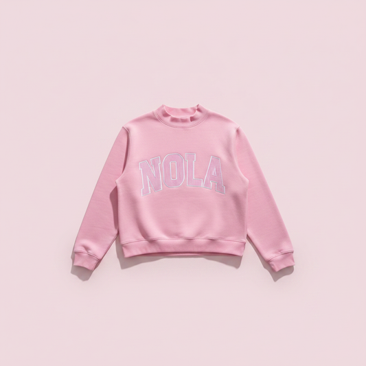 Pink Nola Seersucker Mock Neck