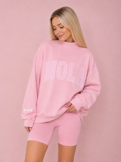 Pink Nola Seersucker Mock Neck