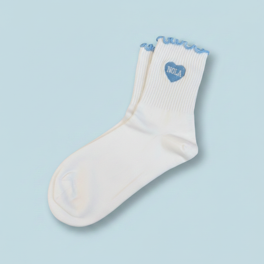 NOLA Blue Socks - Brightened White